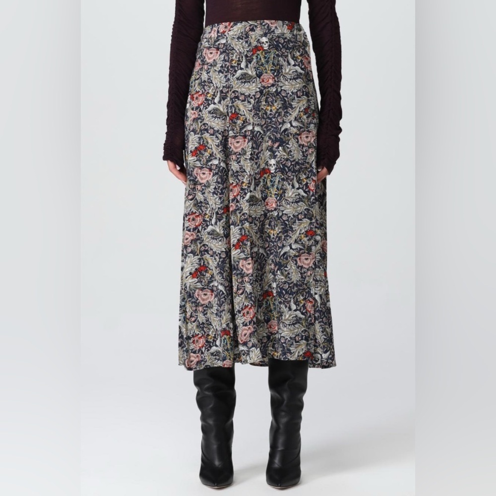 ZADIG & VOLTAIRE June Soft British Flowers Skull Skirt Sz 34 XS
